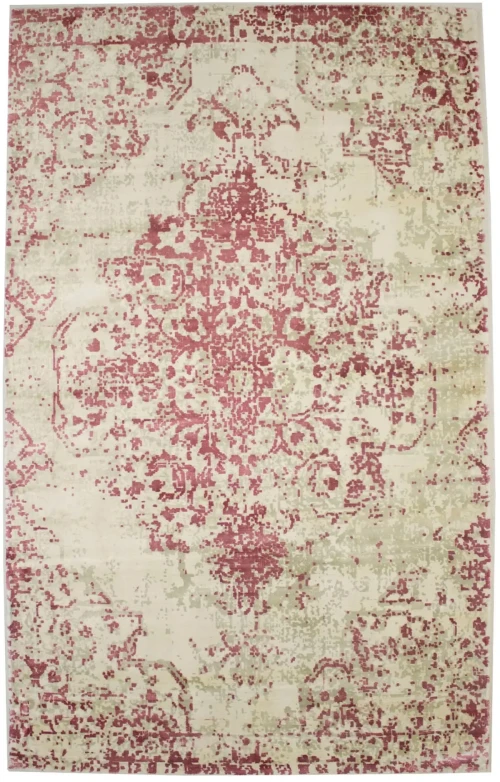 Distressed Cream Floral 5X8 Hand-Loomed Modern Rug