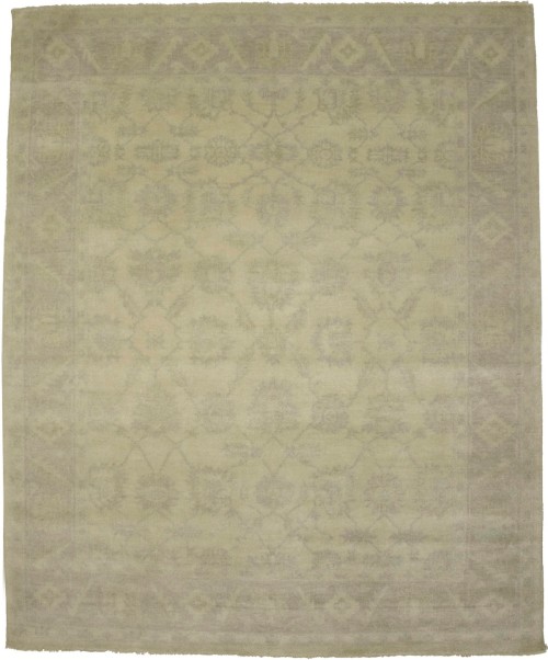 Beige Floral 8X10 Oushak Chobi Oriental Rug