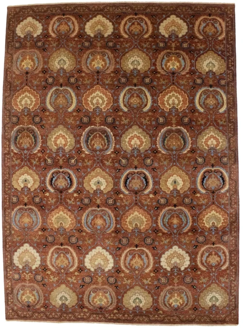 Cinnamon Brown Floral 9X12'6 Osh Chobi Peshawar Oriental Rug