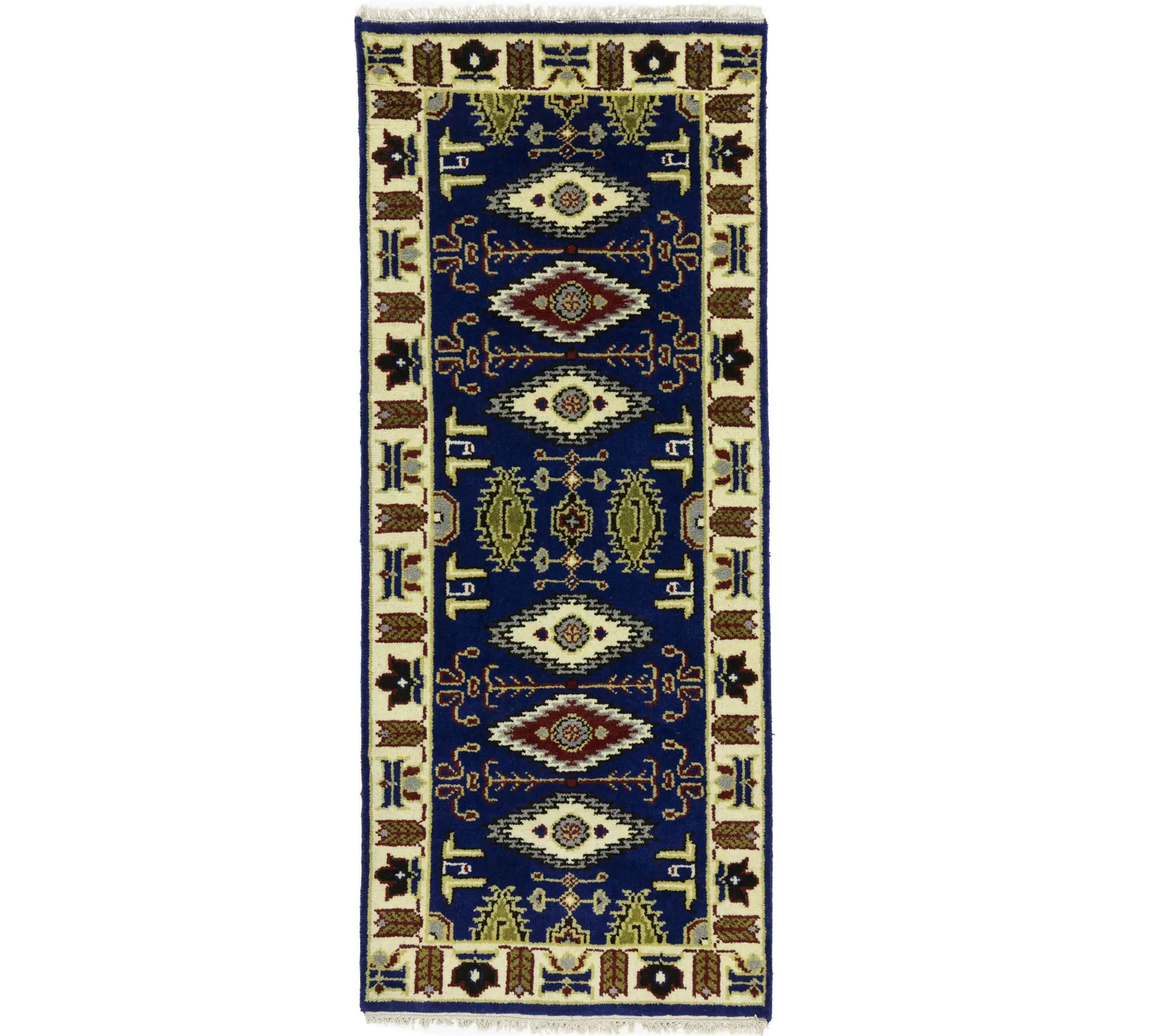 Navy Blue Geometric 3X6 Kazak Oriental Rug