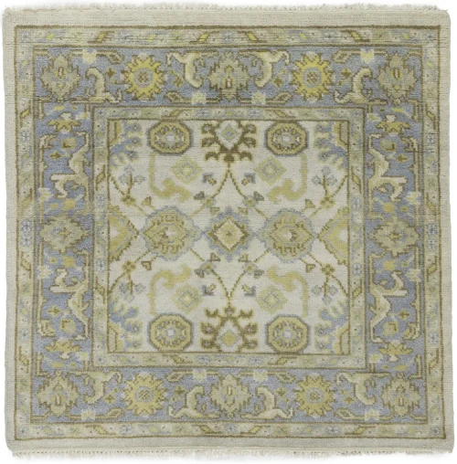 Cream Floral 4X4 Oushak Oriental Square Rug