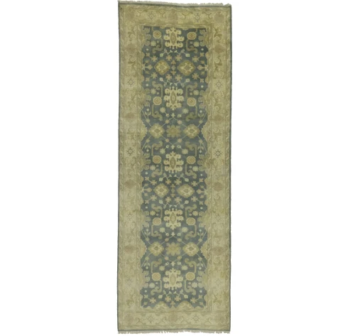 Gray Floral 4X12 Oushak Chobi Oriental Runner Rug