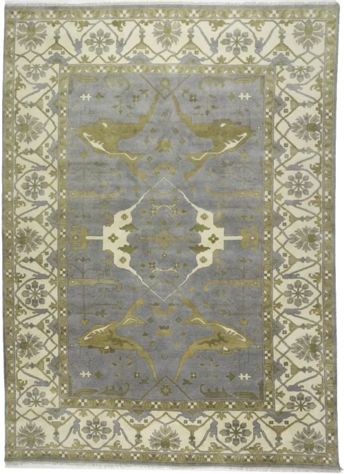 Gray Floral 10X14 Oushak Oriental Rug