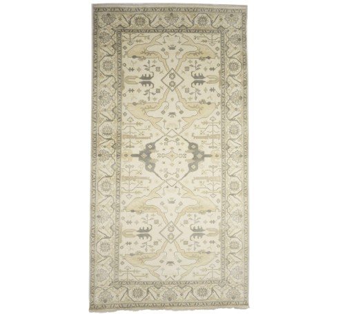 Cream Floral 8X16 Oushak Oriental Rug