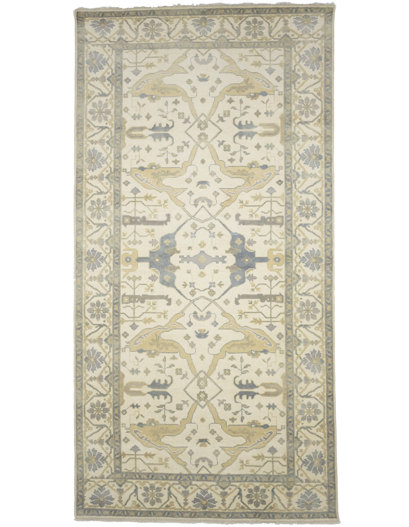 Cream Floral 8X16 Oushak Oriental Rug