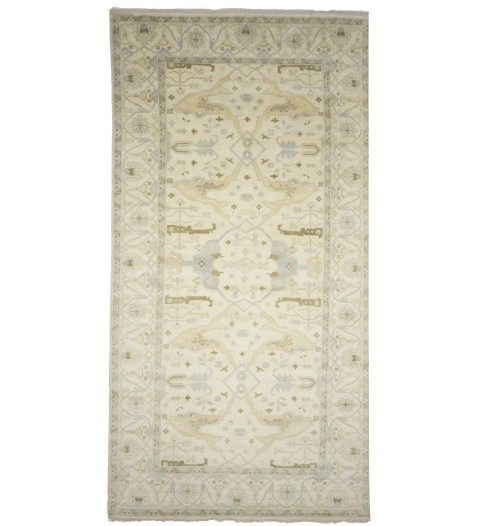 Cream Floral 9X18 Oushak Oriental Rug