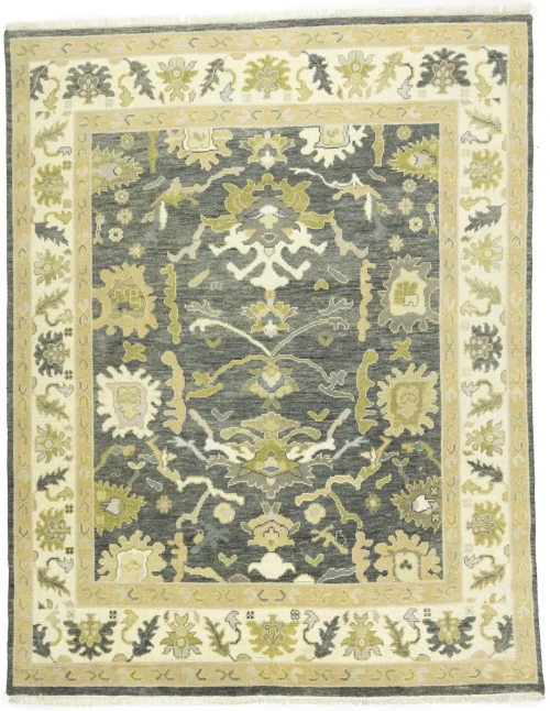 Gray Floral Traditional 7X10 Oushak Chobi Oriental Rug