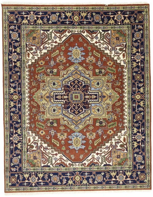 Orange Floral 8X10 Heriz Serapi Oriental Rug