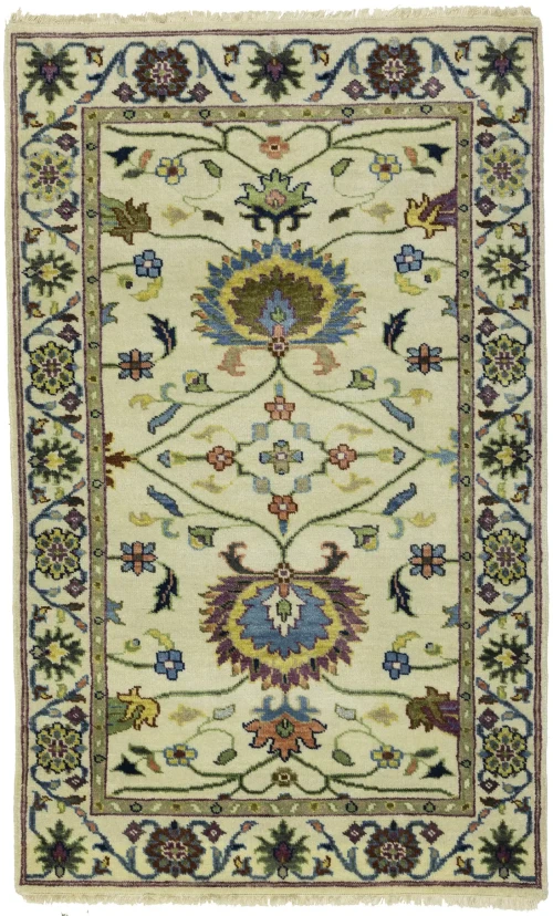 Beige Floral 3X5 Chobi Peshawar Oriental Rug