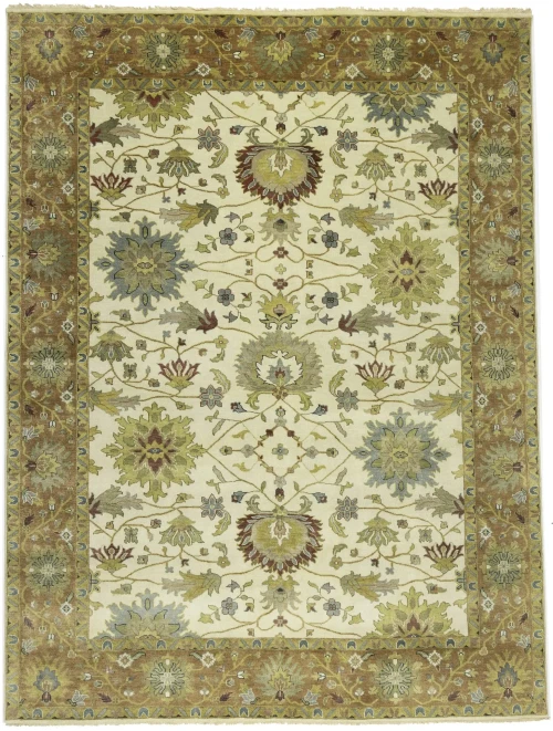 Cream Traditional Floral 9X12 Oushak Chobi Oriental Rug