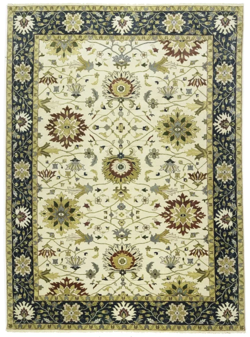 Cream Floral 10X14 Oushak Chobi Oriental Rug