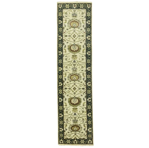 Cream Floral 2'5X10 Osh Chobi Peshawar Oriental Runner Rug