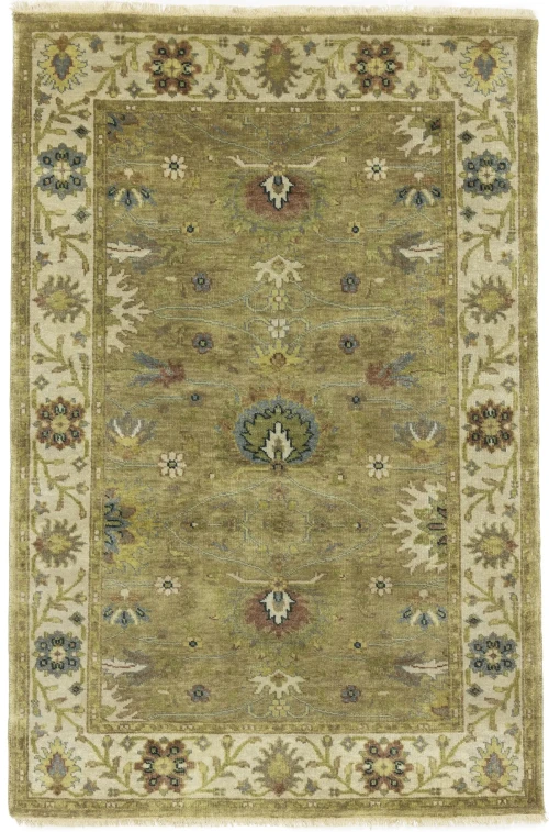 Tan Floral Osh Chobi 4X6 Peshawar Oriental Rug