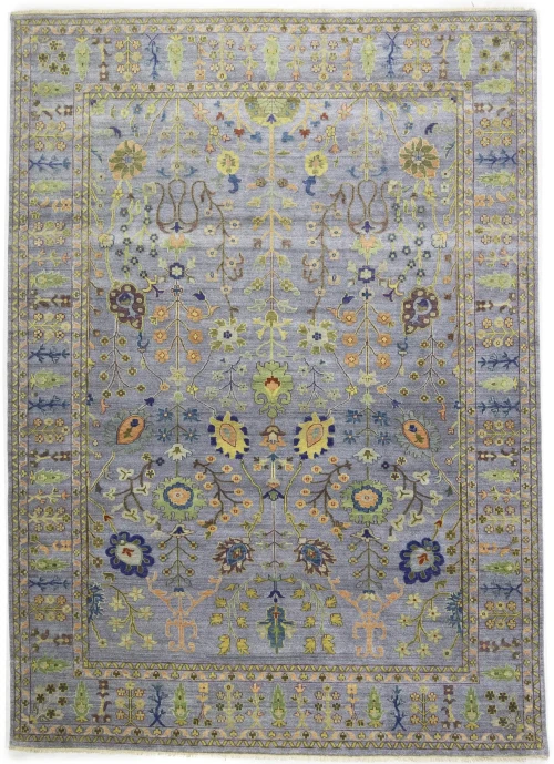 Silver Floral Traditional 10X14 Osh Chobi Oriental Rug