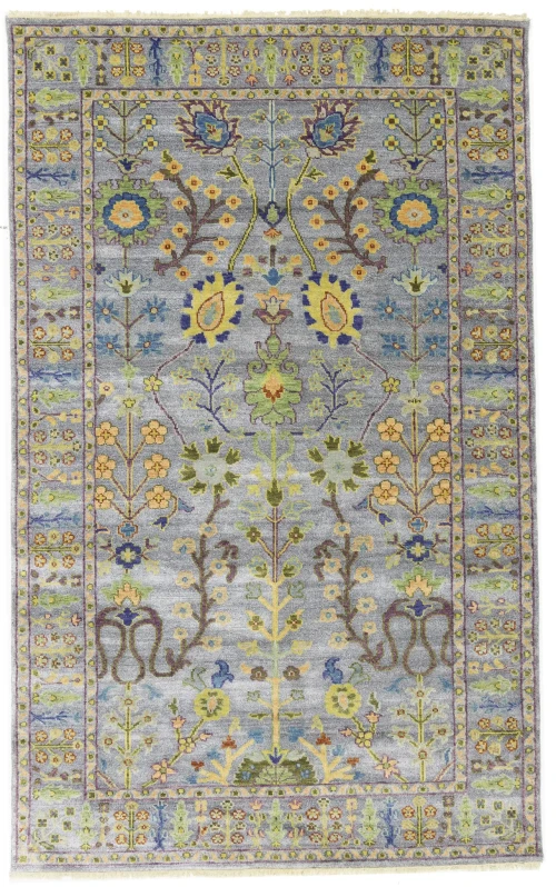 Silver Floral Traditional 5X8 Osh Chobi Oriental Rug