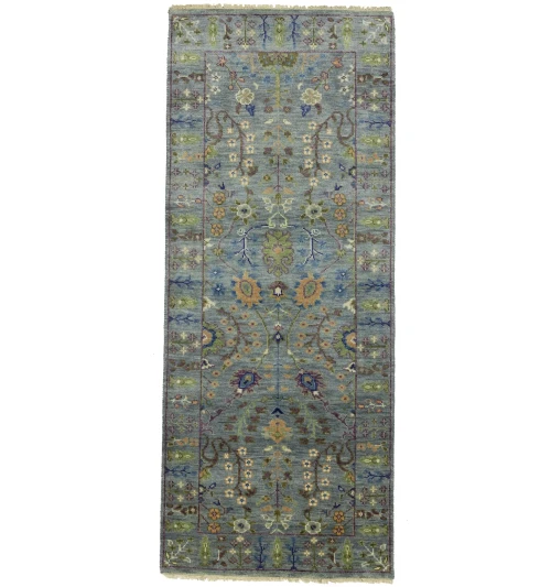 Muted Colors Floral 2'5X6'0 Oushak Chobi Oriental Runner Rug