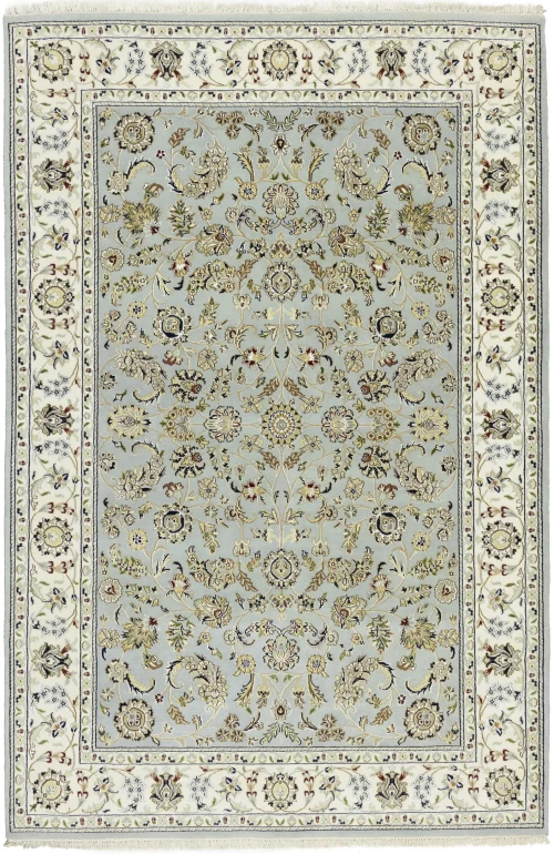 Light Blue Traditional 6X8 Indo-Nain Oriental Rug