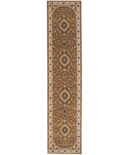 Brown Floral Oriental Style 3X12 Machine-Made Runner Rug