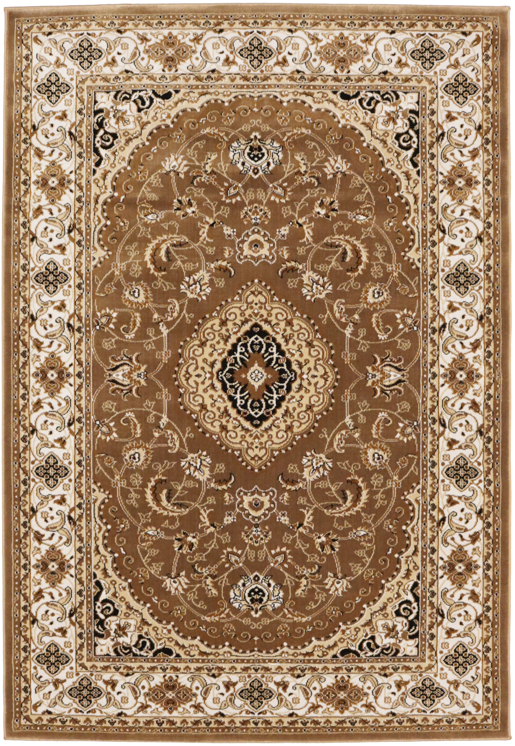 Brown Floral Oriental Style 4X6 Machine-Made Rug