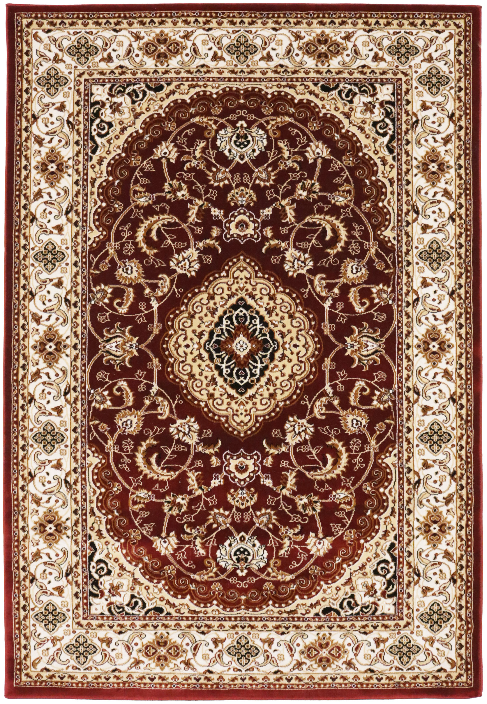 Red Floral Oriental Style 4X6 Machine-Made Rug