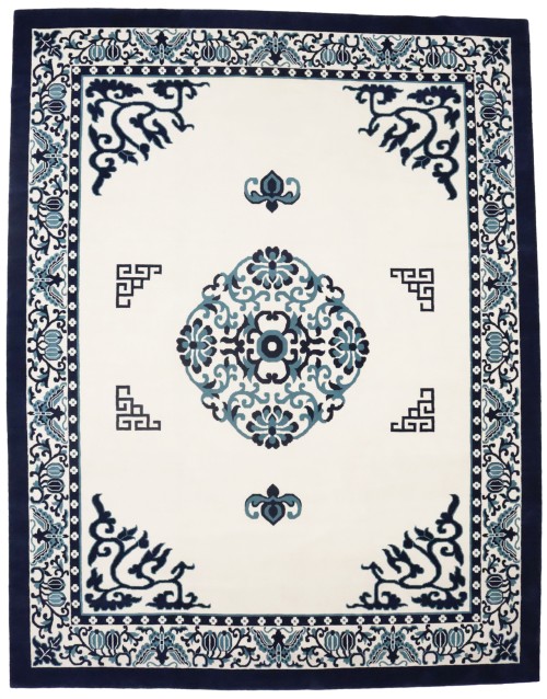 Ivory Floral Chinese Style 12X15 Modern Oriental Rug