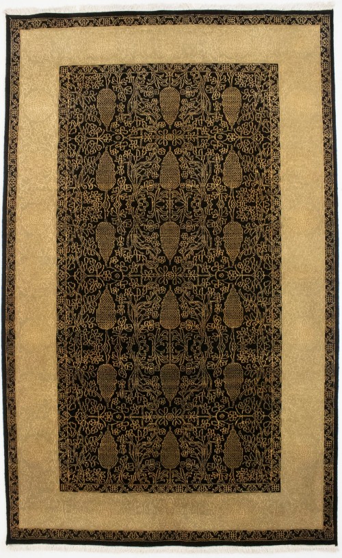 Black Floral 5X8 Modern Oriental Rug