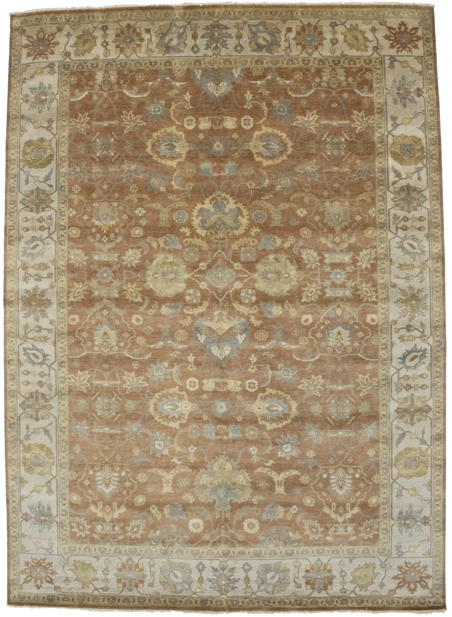 Rust Floral Peshawar 10X14 Osh Chobi Oriental Rug