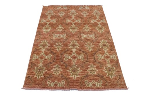 Rust Floral 4X6 Modern Oriental Rug