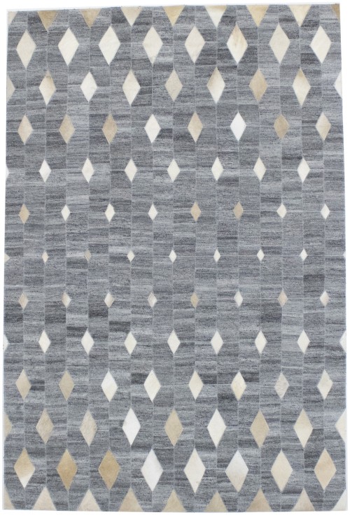 Grey Geometric 4X6 Modern Cowhide Patchwork Print&nbsp;Oriental Rug