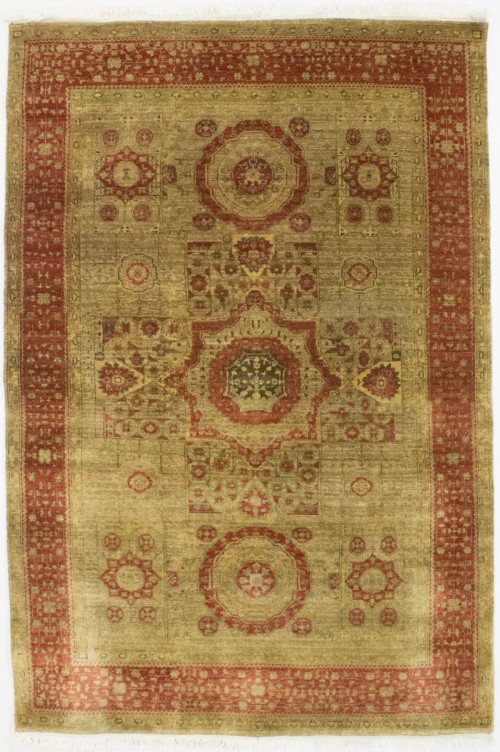 Beige Geometric 4X6 Mamluk Oriental  Rug