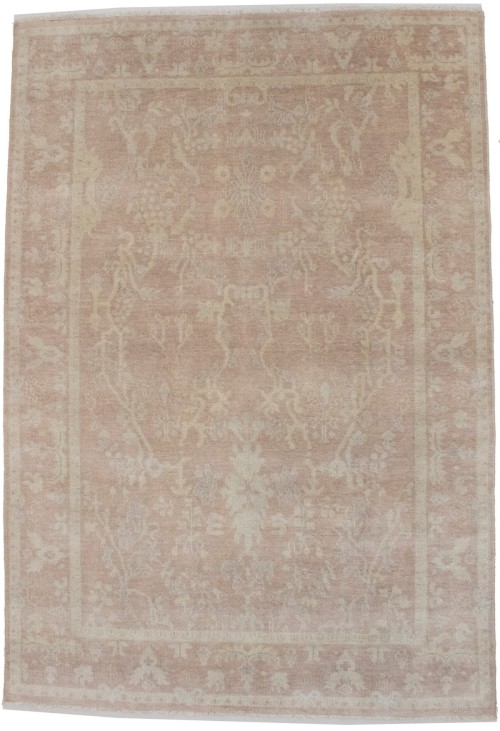 Peach Floral Transitional 6X8 Oriental Rug