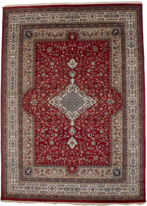 Red Floral Classic 8X11 Indo-Kashan Oriental Rug