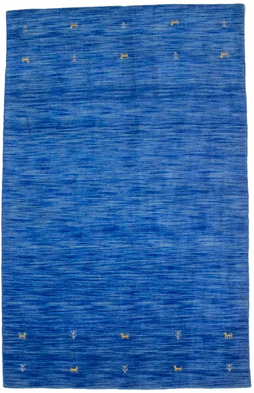 Solid Blue 4X6 Oriental Modern Rug