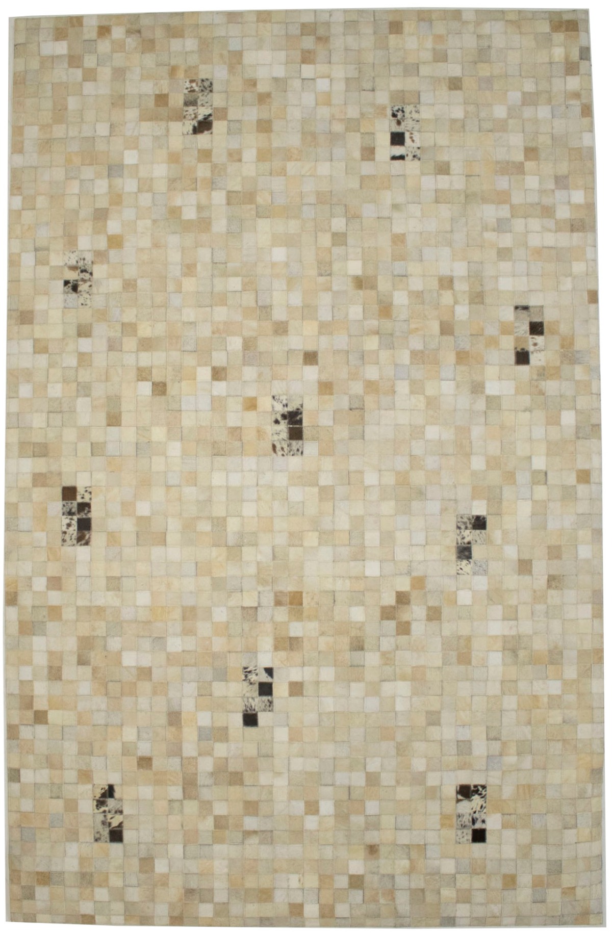 Multi Beige Brown Cowhide 5X8 Modern Leather Rug