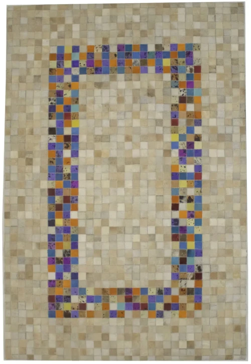 Multicolored Cowhide 5X8 Modern Leather Rug