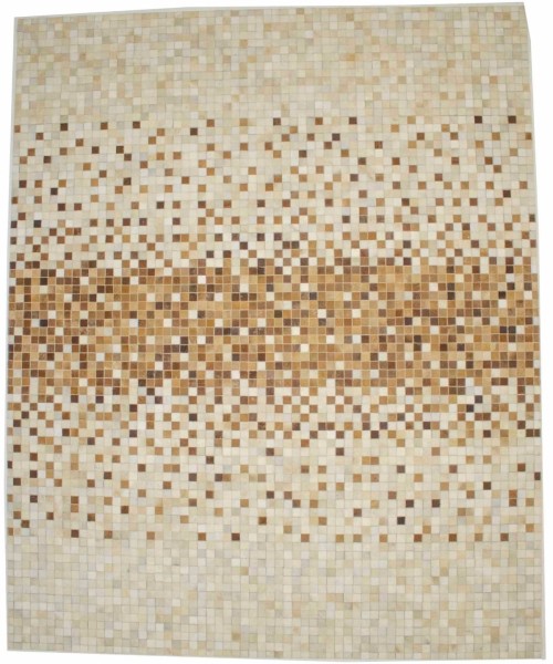 Beige Brown Cowhide 8X10 Modern Leather Rug