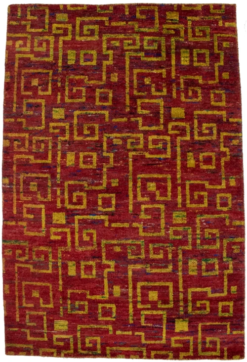 Rusty Red Modern 4X6 Indo-Gabbeh Oriental Rug