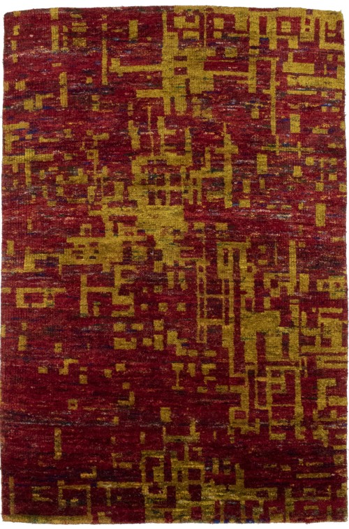 Multicolored Modern 3'8X5'6 Indo-Gabbeh Oriental Rug