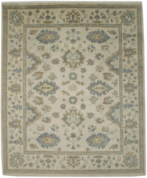 Cream Floral 8X10 Oushak Chobi Oriental Rug