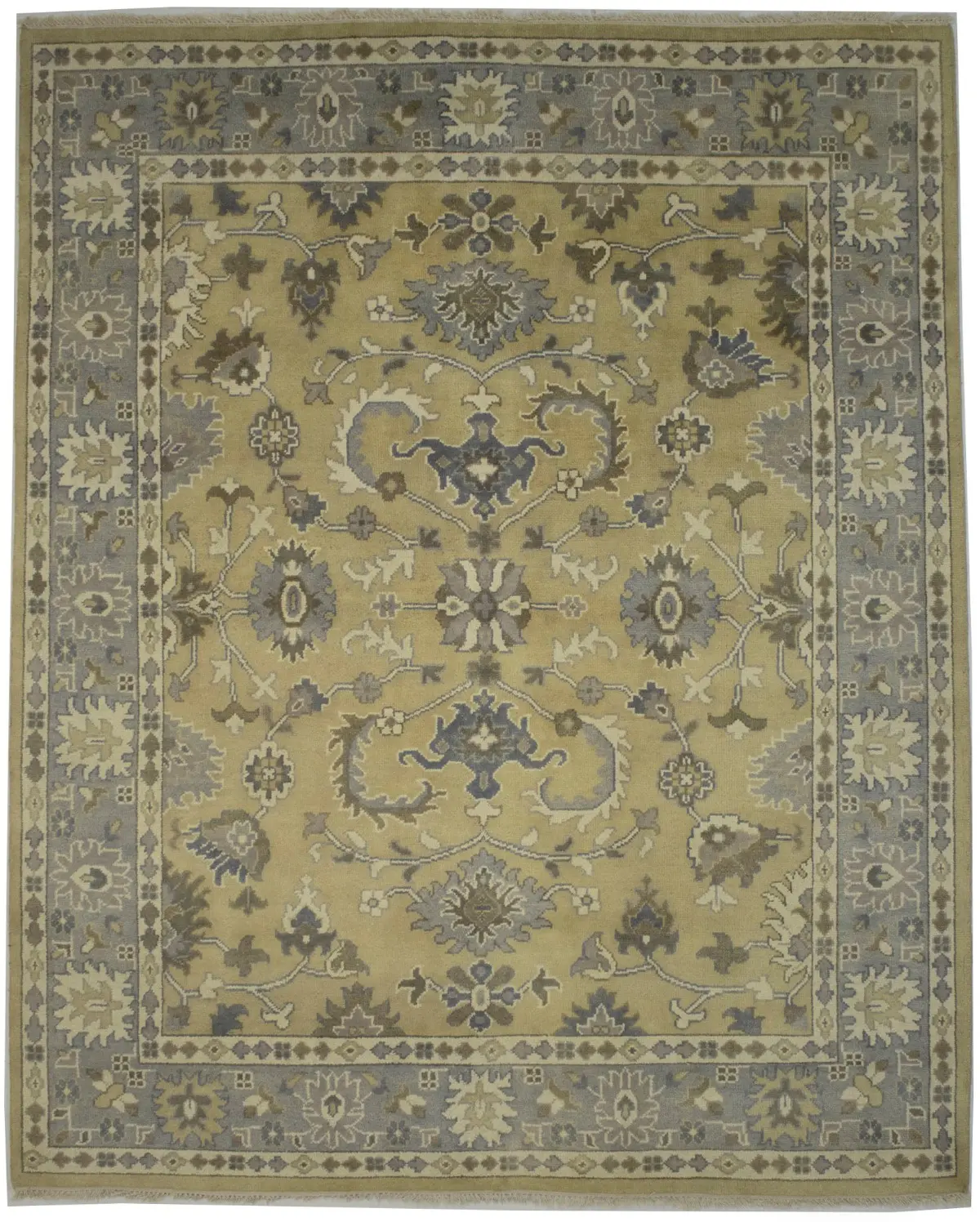 Golden Beige Floral 8X10 Oushak Chobi Oriental Rug