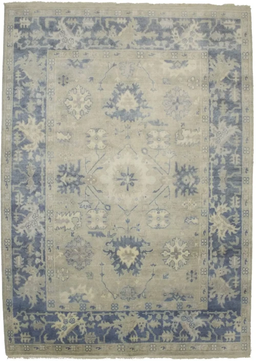 Beige Floral 7X10 Oushak Chobi Oriental Rug