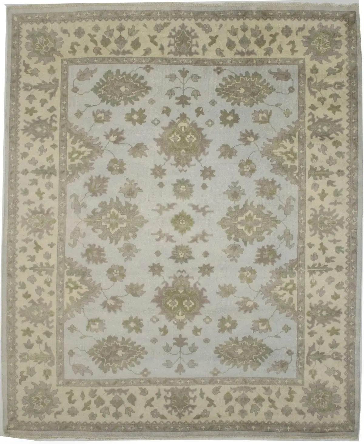 Light Mint Floral 8X10 Traditional Oushak Chobi Oriental Rug