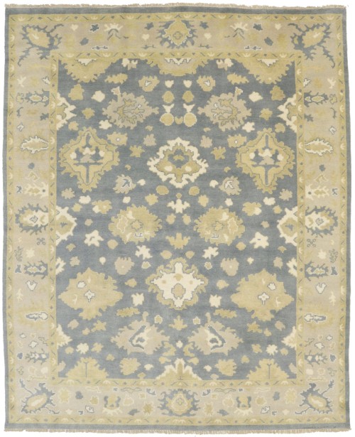 Gray Floral 8X10 Oushak Chobi Oriental Rug