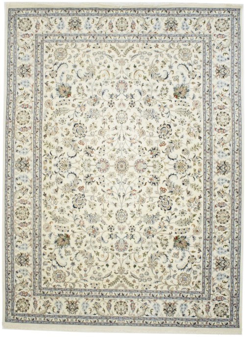 Cream Floral 9X12 Indo-Nain Oriental Rug