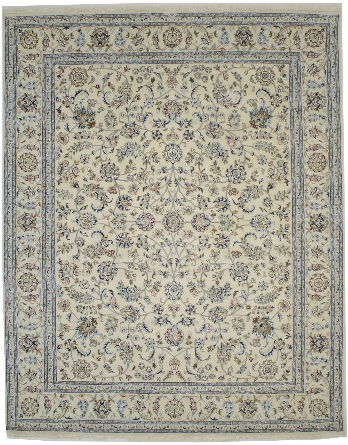 Cream Floral 8X10 Traditional Indo-Nain Oriental Rug