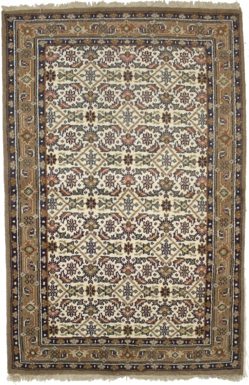 Cream Floral Tribal 4X6 Indo-Bidjar Oriental Rug