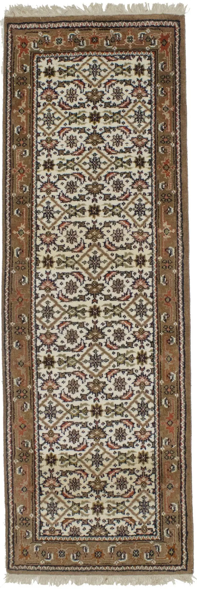 Cream Floral Tribal 2'7X8 Indo-Bidjar Oriental Runner Rug