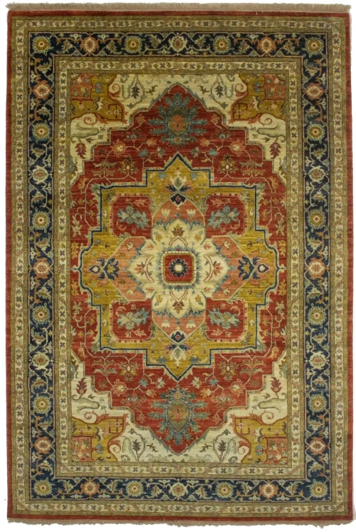 Scarlet Red Traditional 6X9 Heriz Serapi Oriental Rug