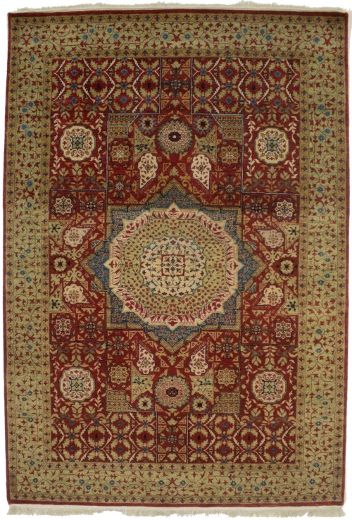 Orange-red Geometric 6X9 Mamluk Oriental Rug