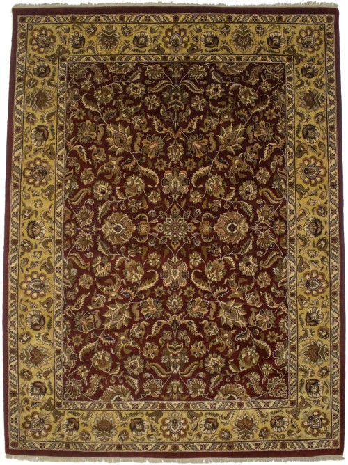 Maroon Red Floral 9X12 Indo-Kashan Oriental Rug